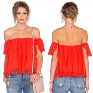 Lovers + Friends Life’s A Beach Red Off The Shoulder Top Women's Size XS